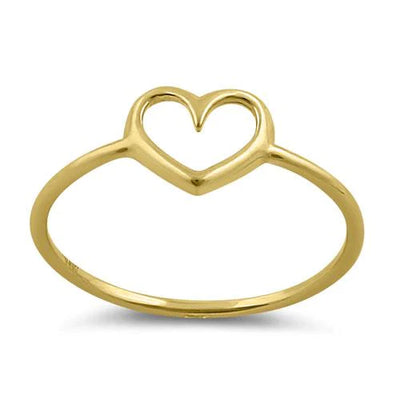 Solid 14K Gold Simple Open Heart Ring - Shryne Diamanti & Co.