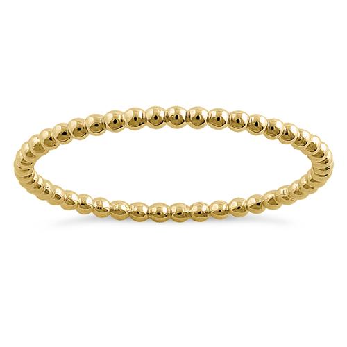 Solid 14K Yellow Gold Thin Beaded Ring - Shryne Diamanti & Co.