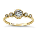 Solid 14K Yellow Gold Clear Five Round Lab Stone Engagement Ring - Shryne Diamanti & Co.