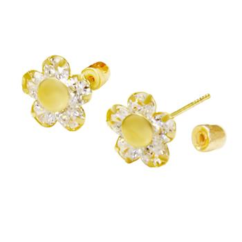 14K Gold LAB Flower W. Screw-Back Stud Earrings - Shryne Diamanti & Co.