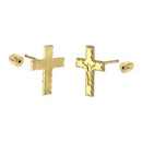 14K Yellow Gold Crucifix Cross Stud Earrings W. Screw Back - Shryne Diamanti & Co.