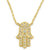 Solid 14K Yellow Gold Hamsa LAB Necklace - Shryne Diamanti & Co.