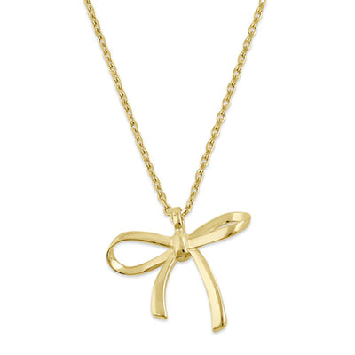 Solid 14K Yellow Gold Bow Necklace - Shryne Diamanti & Co.