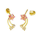 14K Gold 4mm Pink Star LAB Stud Earrings W. Screw Back - Shryne Diamanti & Co.