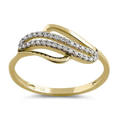 Solid 14K Yellow Gold Curved Lab Stone Ring - Shryne Diamanti & Co.