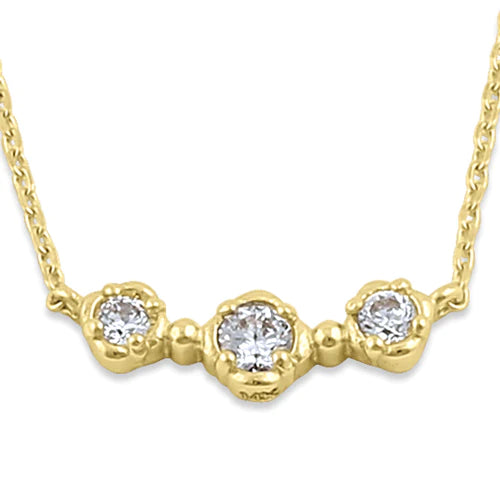 Solid 14K Yellow Gold Lab Diamonds Triple Circle Necklace - Shryne Diamanti & Co.