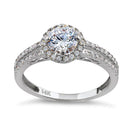 Solid 14K White Gold Round Cut Halo Lab Engagement Ring - Shryne Diamanti & Co.