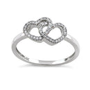Solid 14K White Gold Double Heart Diamond Ring - Shryne Diamanti & Co.