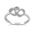 Solid 14K White Gold Double Heart Diamond Ring - Shryne Diamanti & Co.
