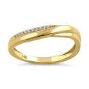 Solid 14K Yellow Gold Elegant Curve Diamond Ring - Shryne Diamanti & Co.