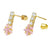 14K Gold 5mm Pink Star LAB Earrings W. Screw Back - Shryne Diamanti & Co.