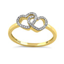 Solid 14K Yellow Gold Double Heart Diamond Ring - Shryne Diamanti & Co.