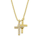 Solid 14K Gold Layered Cross Diamond Necklace - Shryne Diamanti & Co.