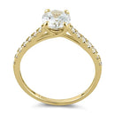 Solid 14K Yellow Gold Solitaire Round Clear Lab Engagement Ring - Shryne Diamanti & Co.