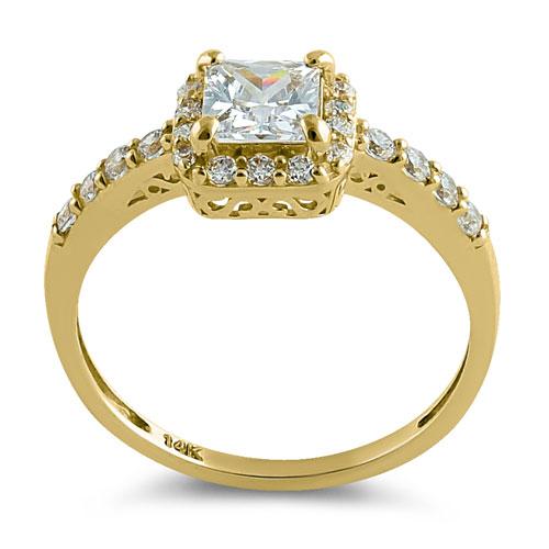 Solid 14K Gold Princess Halo Lab Ring - Shryne Diamanti & Co.