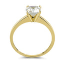Solid 14K Yellow Gold Asscher 6.5mm Clear Lab Engagement Ring - Shryne Diamanti & Co.