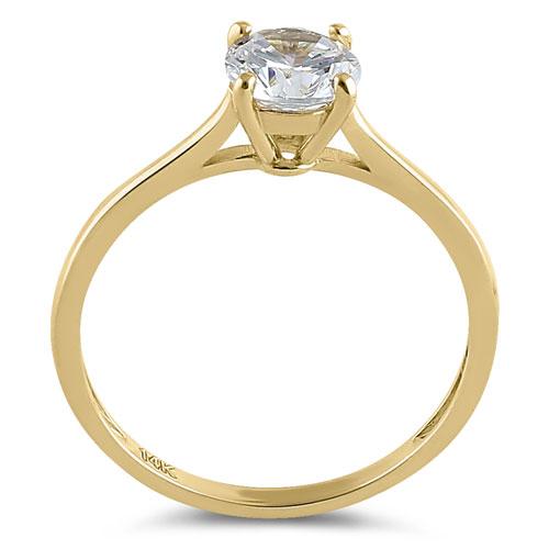 Solid 14K Yellow Gold Round Solitaire Lab Ring - Shryne Diamanti & Co.