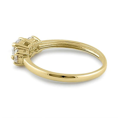 Solid 14K Yellow Gold Triple Round Cut Lab Engagement Ring - Shryne Diamanti & Co.