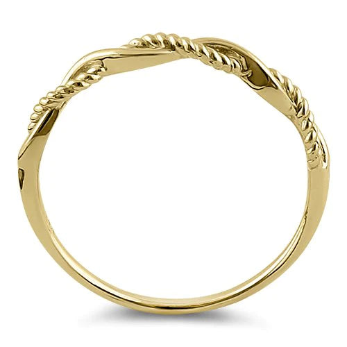 Solid 14K Yellow Gold Twisted Rope Ring - Shryne Diamanti & Co.
