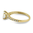 Solid 14K Yellow Gold Solitaire Round Clear Lab Engagement Ring - Shryne Diamanti & Co.