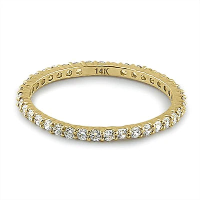 Solid 14K Yellow Gold Eternity Lab Stone Ring - Shryne Diamanti & Co.