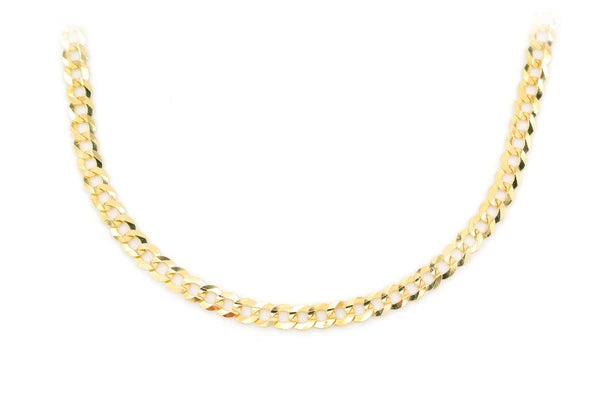 3.5MM Flat Curb Link 14k Solid Gold Chain