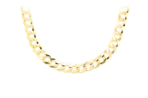 7MM Flat Curb Link 14k Solid Gold Chain