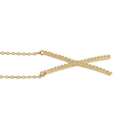 Solid 14K Yellow Gold Lab Diamonds X Necklace - Shryne Diamanti & Co.