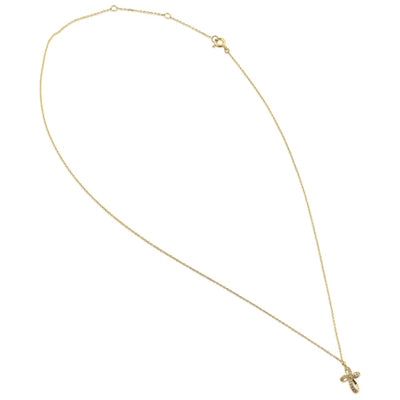 Solid 14K Yellow Gold Ribbon Cross Lab Diamonds Necklace - Shryne Diamanti & Co.