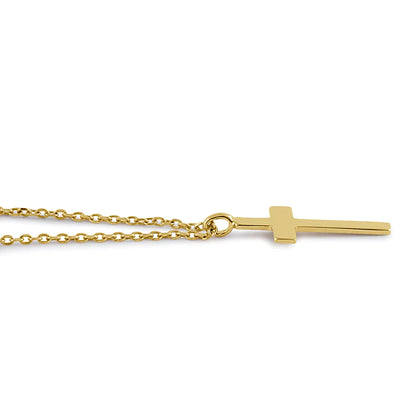 Solid 14K Yellow Gold Cross Necklace - Shryne Diamanti & Co.