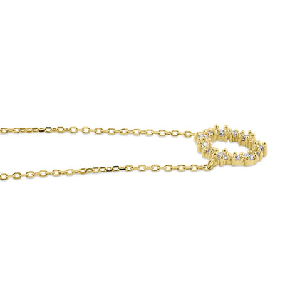 Solid 14K Yellow Gold Simple Wreath Diamond Necklace - Shryne Diamanti & Co.