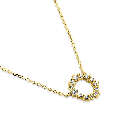 Solid 14K Yellow Gold Simple Wreath Diamond Necklace - Shryne Diamanti & Co.