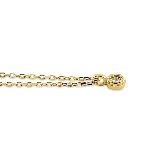 Solid 14K Yellow Gold Small Round Charm Diamond Necklace - Shryne Diamanti & Co.