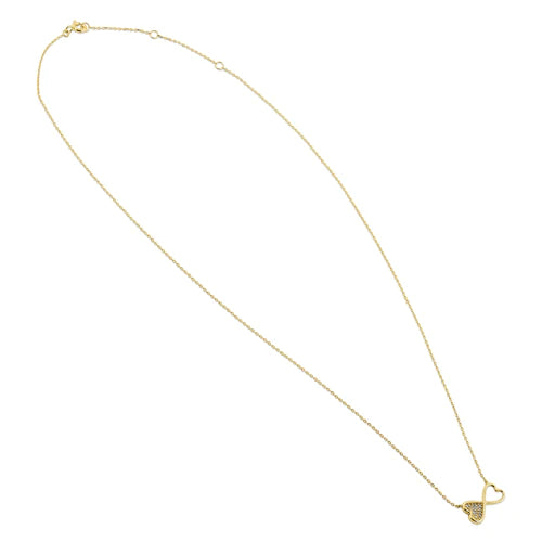 Solid 14K Yellow Gold Double Heart Diamond Necklace - Shryne Diamanti & Co.
