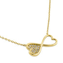 Solid 14K Yellow Gold Double Heart Diamond Necklace - Shryne Diamanti & Co.
