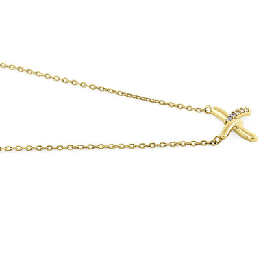 Solid 14K Yellow Gold X Shaped Knot Diamond Necklace - Shryne Diamanti & Co.