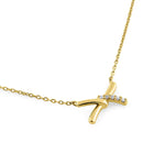 Solid 14K Yellow Gold X Shaped Knot Diamond Necklace - Shryne Diamanti & Co.