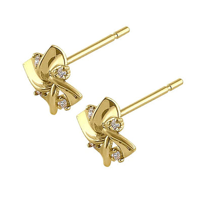 Solid 14K Yellow Gold Pinwheel Diamond Earrings - Shryne Diamanti & Co.