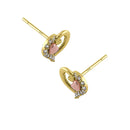 Solid 14K Yellow Gold & Rose Gold Plating Heart Diamond Earrings - Shryne Diamanti & Co.