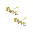 Solid 14K Yellow Gold Love Diamond Earrings - Shryne Diamanti & Co.