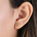 Solid 14K Yellow Gold Bow Diamond Earrings - Shryne Diamanti & Co.