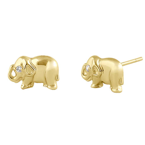 Solid 14K Gold Elephant Diamond Earrings - Shryne Diamanti & Co.