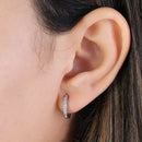 Solid 14K White Gold Diamond Small Hoop 0.24 ct. Diamond Earrings - Shryne Diamanti & Co.