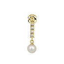 Solid 14K Yellow Gold Dangle Lab Diamonds Bar & Pearl Earrings - Shryne Diamanti & Co.