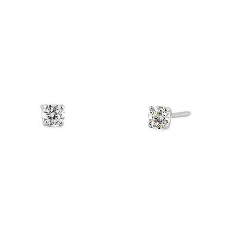 .12 ct Solid 14K White Gold 2.5mm Round Cut Clear Lab Diamonds Earrings - Shryne Diamanti & Co.