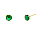 .5 ct Solid 14K Yellow Gold 4mm Round Cut Emerald Lab Diamonds Earrings - Shryne Diamanti & Co.