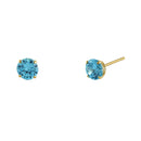 .5 ct Solid 14K Yellow Gold 4mm Round Cut Blue Topaz Lab Diamonds Earrings - Shryne Diamanti & Co.
