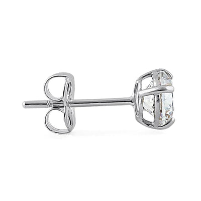 Solid 14K White Gold 4mm .5 ct Round Cut Clear Lab Diamonds Earrings - Shryne Diamanti & Co.