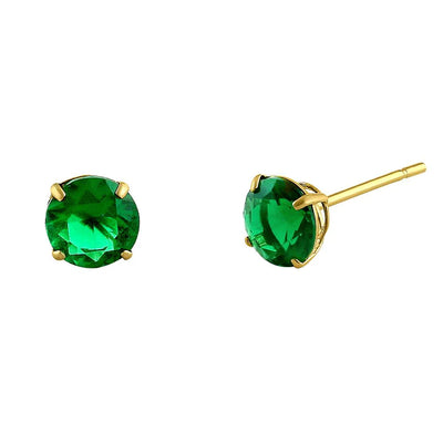 .92 ct Solid 14K Yellow Gold 5mm Round Cut Emerald Lab Diamonds Earrings - Shryne Diamanti & Co.