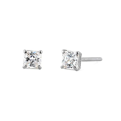 .2 ct Solid 14K White Gold 2.5mm Princess Cut Clear Lab Diamonds Earrings - Shryne Diamanti & Co.